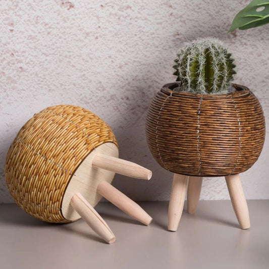 Rounded Nordic Rattan Planter